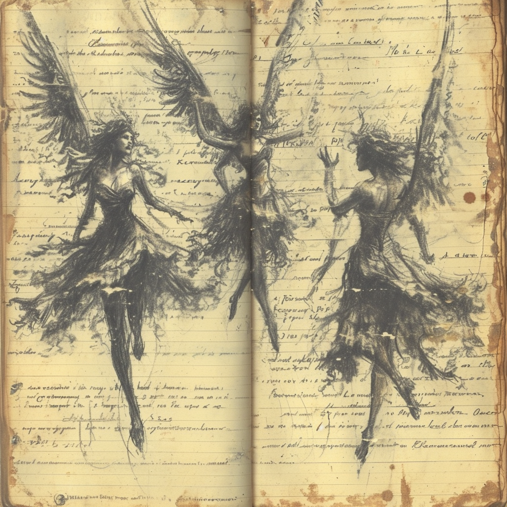 Stunning Dark Fantasy Sketch Mermaids and Harpies Illustrations